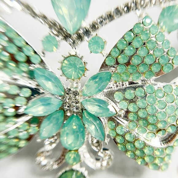 Lime Green Crown, Royal Princess Tiara, Silver Gemstone Crown, Quinceanera Tiara - Picture 10 of 10